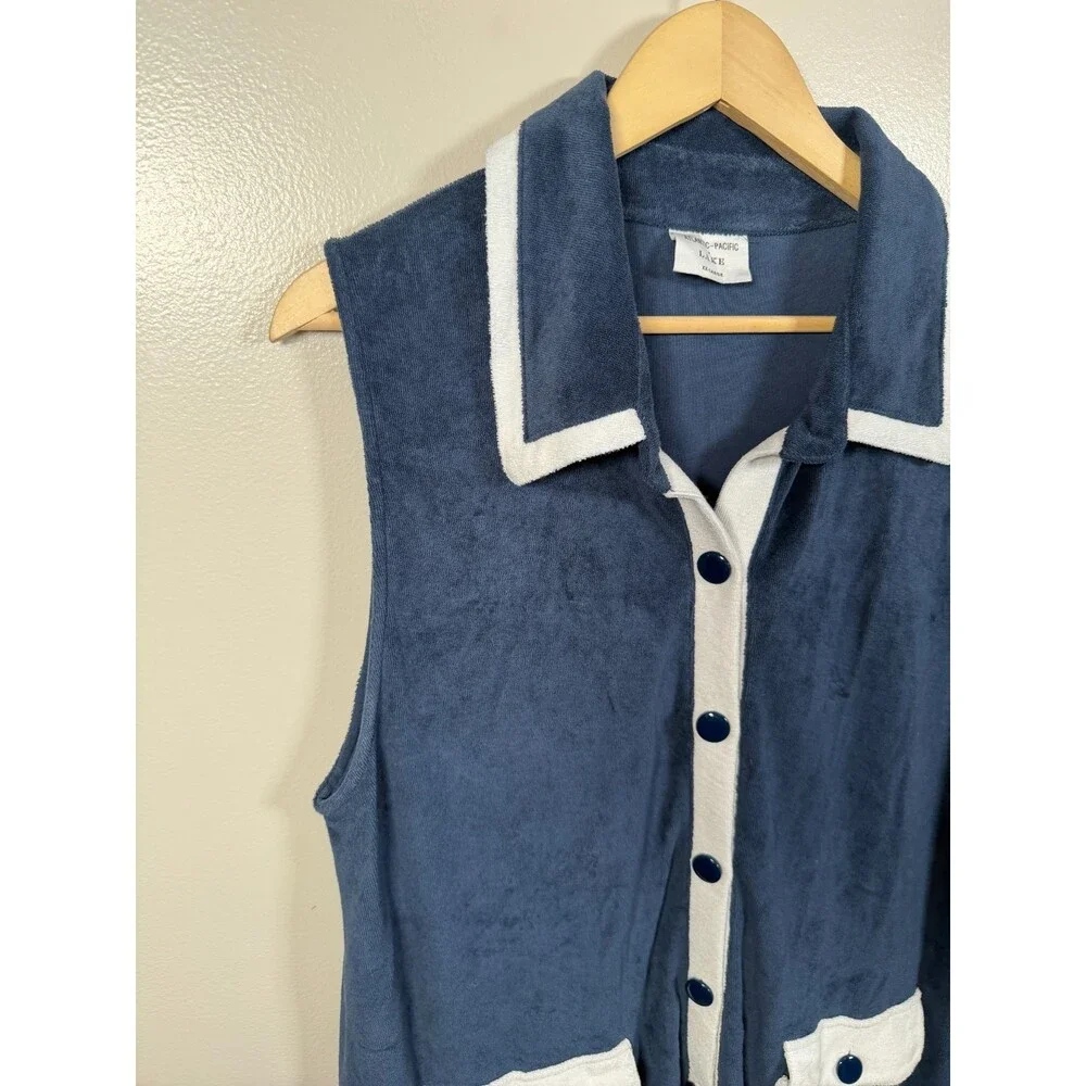 Atlantic-Pacific x LAKE Darcy Terry Dress Size XXL Navy Blue Vacation Resort